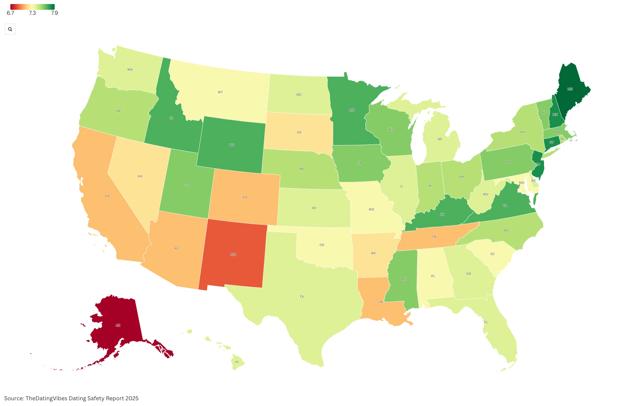 dating safety index USA Map